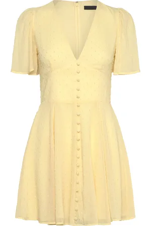 ROTATE Mini V-Neck Dress Yellow