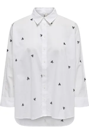 ONLY Onlnew Lina Grace Ls Emb Shirt Noos Wvn White