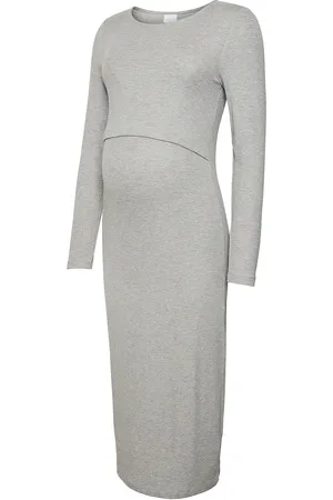 Mama;licious Mlbrynna June Ls Jrs Midi Dress 2F Noos Grey