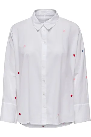 ONLY Onlnew Lina Grace Ls Emb Shirt Noos Wvn White