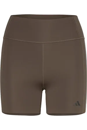 adidas Adidas Optime 4 Inch Raw Cut Hem Leggings Brown