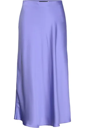 Ralph Lauren Satin Charmeuse Midi Skirt Blue