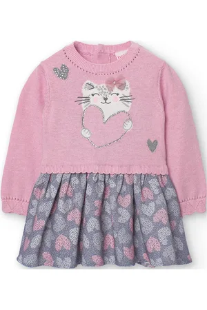Boboli Knitwear Combined Dress For Baby -Bci Pink