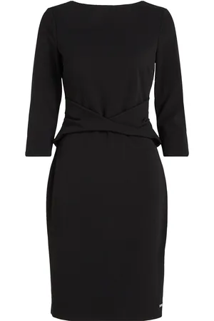 Calvin Klein Scuba Crepe Dress Front Twist Black