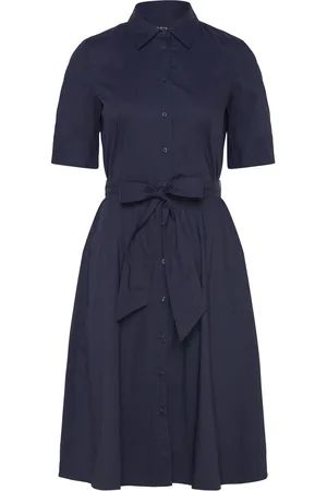 Ralph Lauren Belted Cotton-Blend Shirtdress Navy