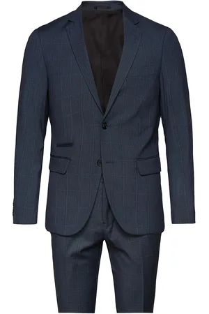 Lindbergh Checked Mens Suit Blue