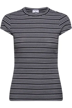 Filippa K Striped Fine Rib Tee Black