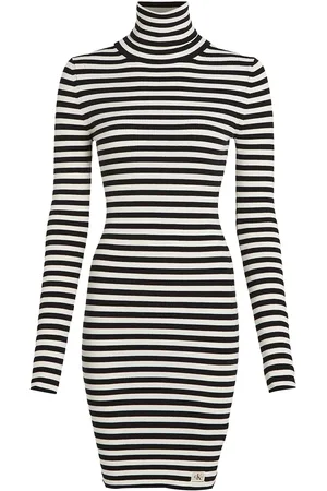 Calvin Klein Woven Label Tight Sweater Dress Black
