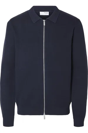 SELECTED Slhdane Ls Knit Structure Cardigan Noos Navy