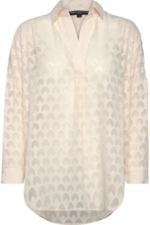 French Connection Geo Burnout Popover Shirt Beige