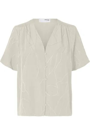 SELECTED Slfdimitra Ss Jacquard Top B Cream
