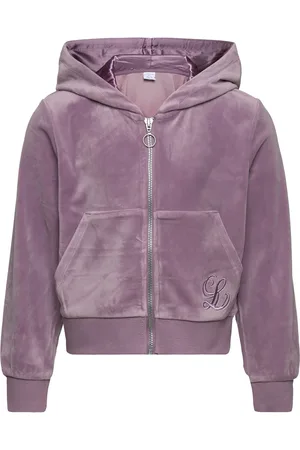 Lindex Sweatshirt Velour With Hoodie Purple