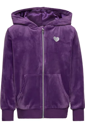 Lindex Hoodjacket With Zipper Velour Purple