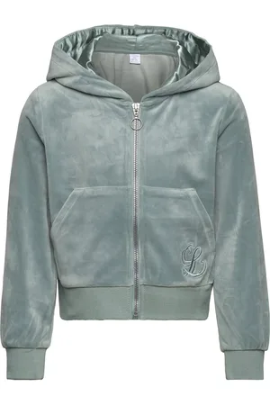 Lindex Sweatshirt Velour With Hoodie Green
