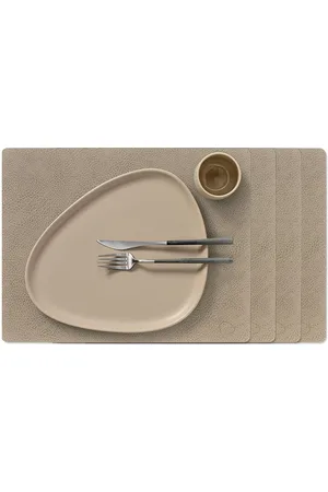 LIND DNA 4-Set Dækkeserviet Firkantet L Hippo Grey