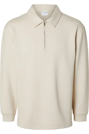SELECTED Slhrelax-Emanuel Soft Polo Zip Sweat Ex Cream