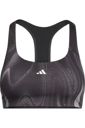 adidas Powerimpact Training Medium Support 3 Stripes Bra Grey