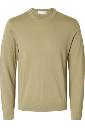 SELECTED Slhtray Ls Knit Merino Crew Neck Noos Green