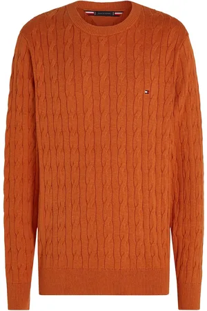 Tommy Hilfiger Classic Cotton Cable Crew Neck Orange