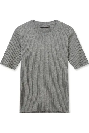 Mos Mosh Mmrelena Rib Ss Crew Neck Knit Grey
