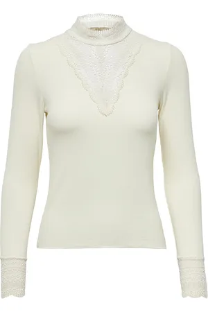 ONLY Onltilde L/S High Neck Lace Top Jrs Noos Cream