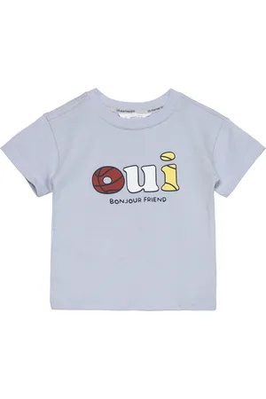 MANGO Printed Cotton-Blend T-Shirt Blue