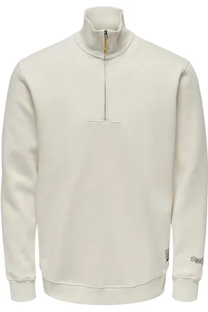 Only & Sons Onsriley Reg 1/4 Zip High Neck Swt Vd White