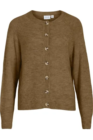 VILA Vijulaja O-Neck L/S Knit Cardigan Brown