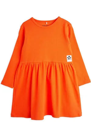 Mini Rodini Solid Rib Ls Dress Orange