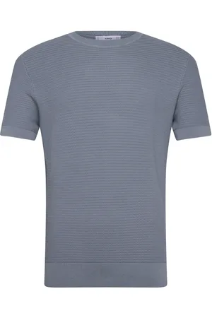 MANGO Tencel™ Braided Knitted T-Shirt Blue
