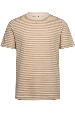 Anerkjendt Akrod S/S Cot/Linen Stripe Tee Beige