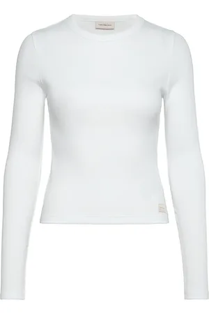 Calvin Klein Woven Label Rib Long Sleeve White