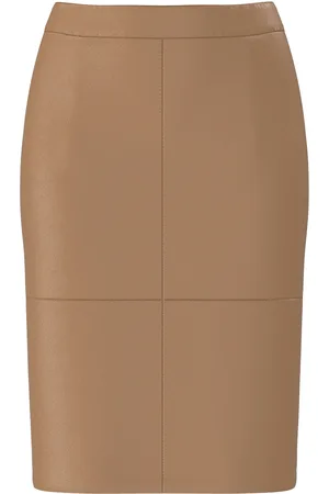 SELECTED Slfmaily Hw Leather Skirt Noos Brown