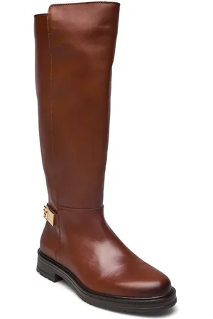 Tommy Hilfiger Th Logo Leather Long Boot Brown