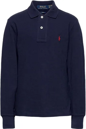Ralph Lauren Cotton Mesh Long-Sleeve Polo Shirt Blue