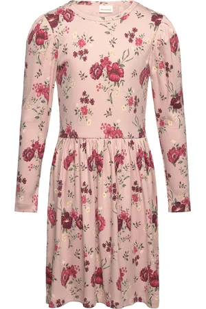 Minymo Dress Ls Aop Rib Pink