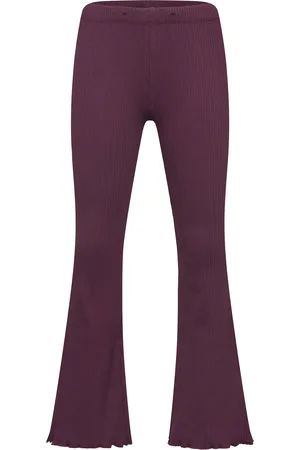 Lindex Leggings Flare Rib Solid Burgundy