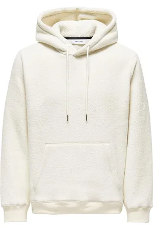 Only & Sons Onsemilio Reg Teddy Hoodie Sweat Vd White