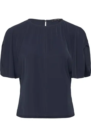 French Connection Carmen Crepe Flare Sleeve Top Navy