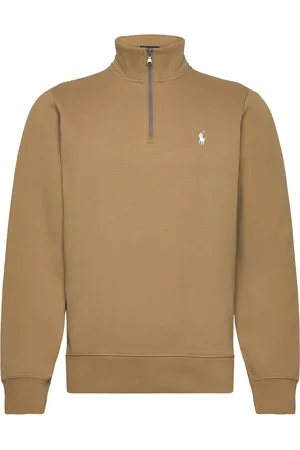 Ralph Lauren Double-Knit Quarter-Zip Pullover Brown