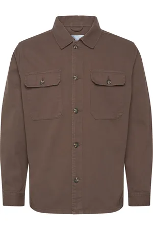 Lindbergh Heavy Twill Overshirt Brown