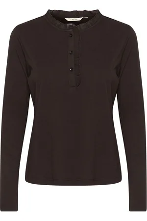 Cream Crnaia Flounce Blouse Black