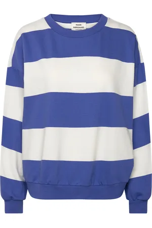 Mads Norgaard Airy Sweat Stripe Denver Sweatshirt Blue
