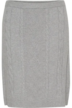 Cream Crdela Short Knit Skirt Grey