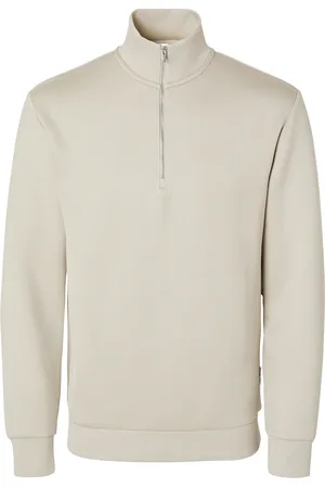 SELECTED Slhemanuel Soft Zip High Neck Sweat Noos Cream