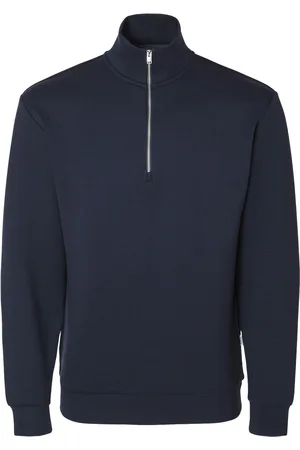 SELECTED Slhemanuel Soft Zip High Neck Sweat Noos Navy
