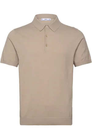 MANGO Fine-Knit Polo Shirt Beige