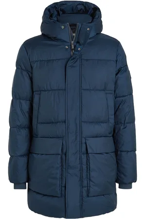 Calvin Klein Long Hooded Quilt Puffer Mw Navy