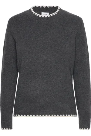 VILA Vihefna Stitch Detail Knit Top/R Grey