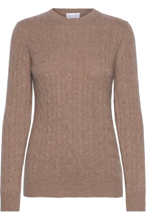 Davida Cashmere O-Neck Cable Sweater Beige